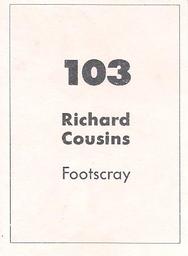 1990 Select AFL Stickers #103 Richard Cousins Back